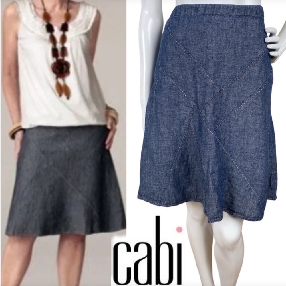 CABi Blue Denim Linen Skirt - Size 4